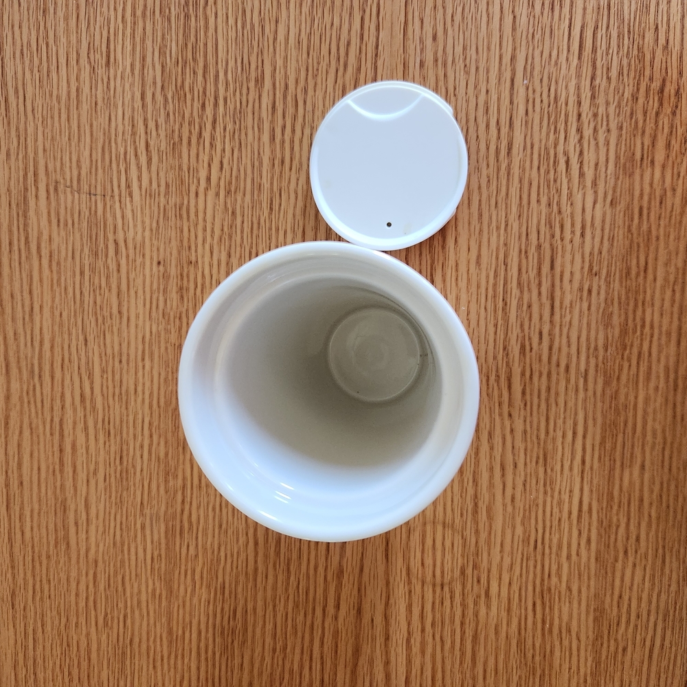Starbucks White Embossed Ceramic Tumbler w/Lid - Picture 5 of 8